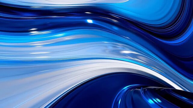 Blue and white abstract flowing lines