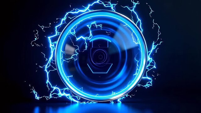 Blue electric ring with crackle effect