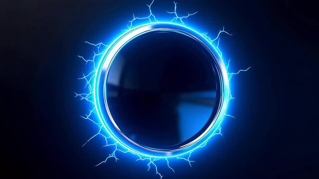 Electric blue glowing circle with sparks