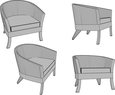 Beautifully detailed 3D render of a traditional rattan dining chair with authentic woven texture and sleek legs isolated on an empty background for home decor