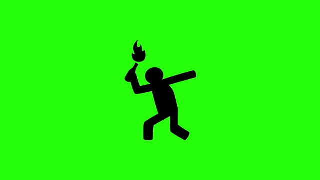 Beautiful 4K motion asset containing a rioter throw weapon fire bomb molotov cocktail silhouette bouncing. Clean radical political conflict graphic.