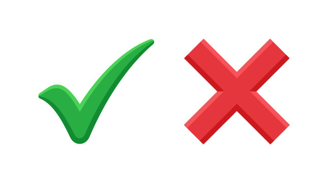 Green checkmark and red cross symbols