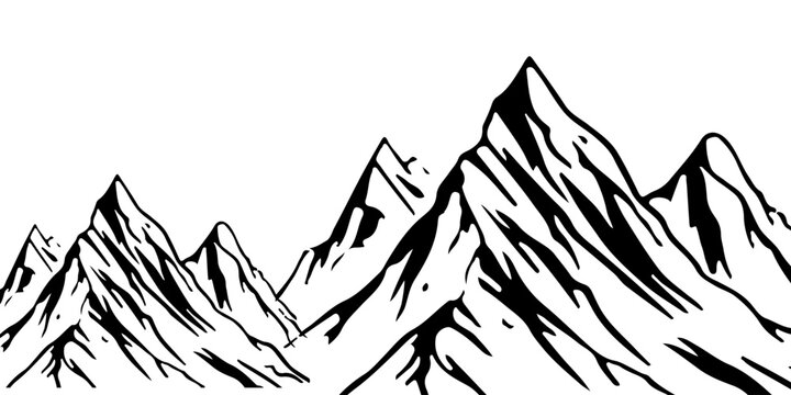Dotwork mountain pattern vector background. Black noise stipple dots. Sand grain effect. Dots grunge banner. Abstract noise dotwork pattern