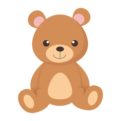 Naklejka premium Cute Brown Teddy Bear Toy Vector Illustration for Children and Nursery Decor