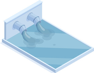 Plakat Water flowing from two industrial pipes representing disposal or purification