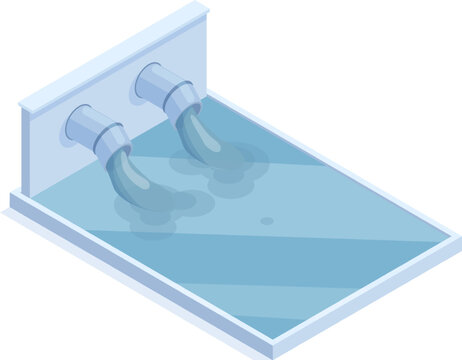 Water flowing from two industrial pipes representing disposal or purification