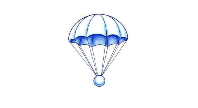 Illustration of Blue Parachute Floating in Sky.