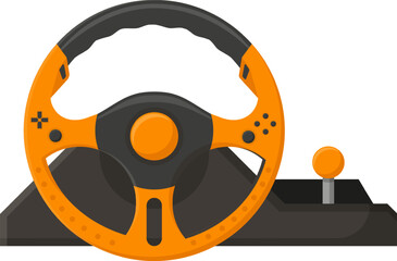 Orange racing game controller with a gear shifter for immersive video game play © WinWin