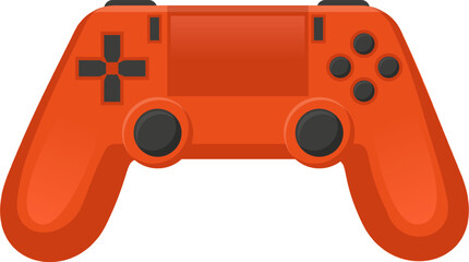 Red video game controller for entertainment and playing digital games on a white background © WinWin