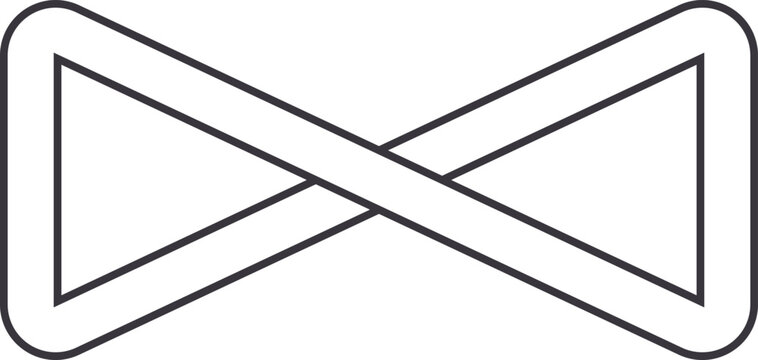 Geometric shape forming an impossible bow like figure on a white background