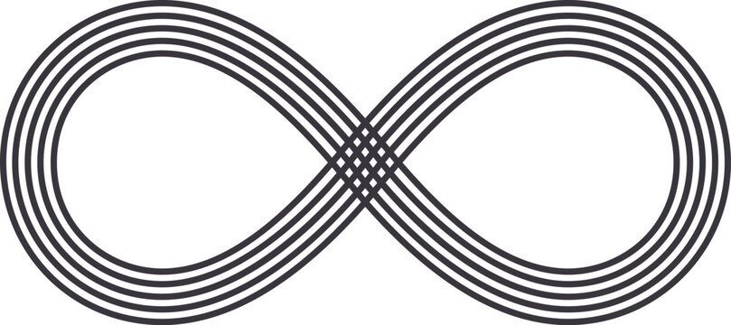Abstract infinity symbol with parallel lines illustrating concepts of endlessness and connection