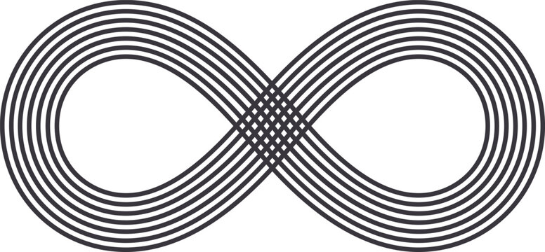 Dark parallel lines intertwining creating an endless loop infinity symbol