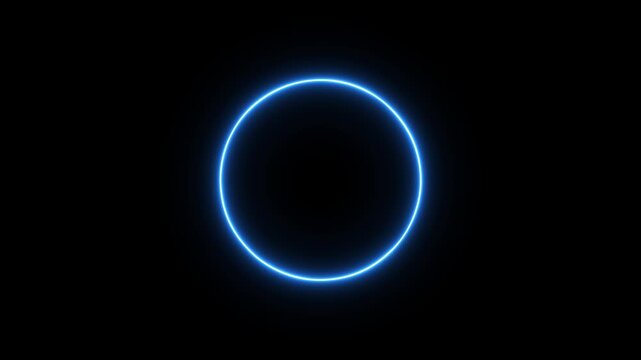 Glowing blue loading circle animation on digital monitor screen with dark background . 4k animation video 