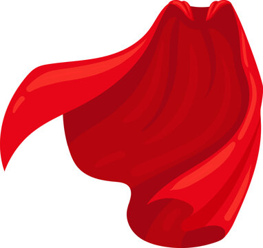 Red cape flowing against a white background, representing heroism, victory, and flight