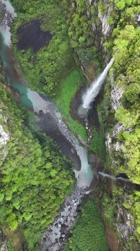 Waterfall in the canyon in China 
