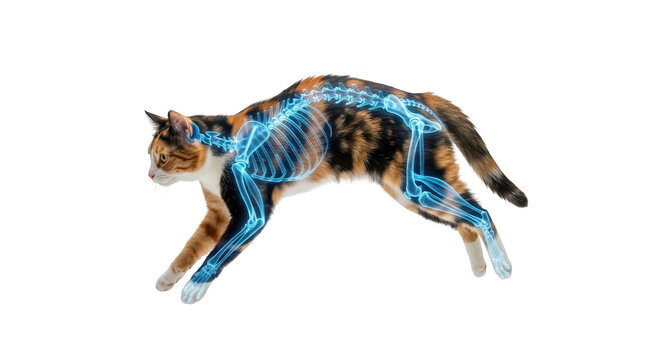 Running cat with x-ray vision studio digital art isolated high fidelity gigapixel quality