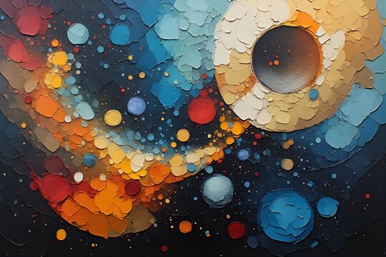 Surreal Planetary Orbit Among Floating Cosmic Bubbles