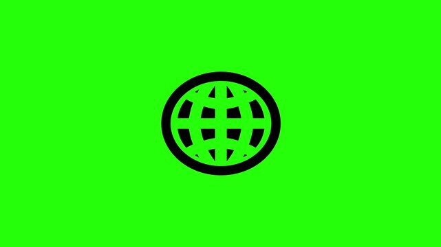 4K resolution video of a global star grid planet earth longitude latitude coordinate line silhouette bouncing into view. Perfect network tracking web icon.