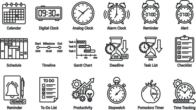 Database schema line icon set with relational table partitioning server backup data sync and network folder vector