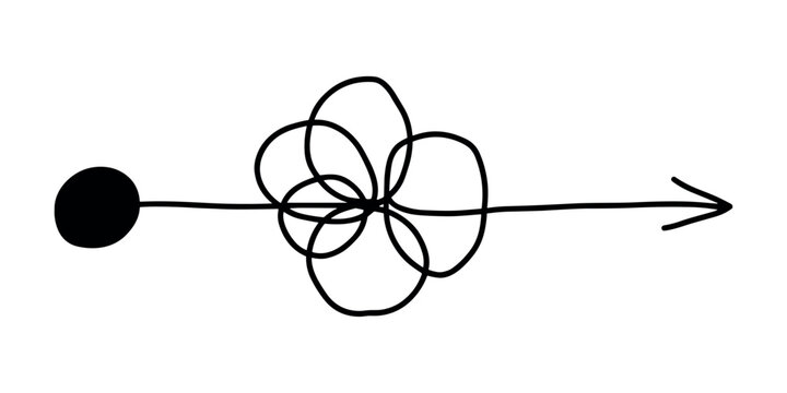 Black line of a particle trail with circular motion and arrow black line particle trail physics