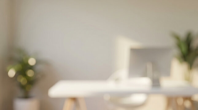 Soft Blurred Minimalist Home Office Background