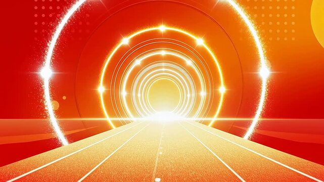 Abstract glowing tunnel with radiating lines