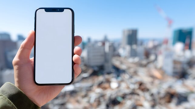 スマートフォンで災害情報を確認する防災アプリと緊急速報のイメージ