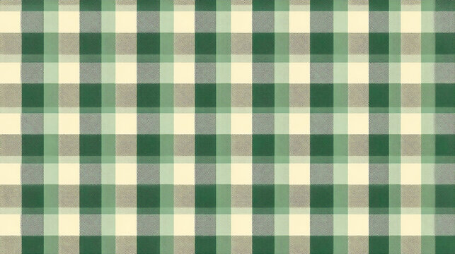 Green and Cream Gingham Pattern Fabric Texture