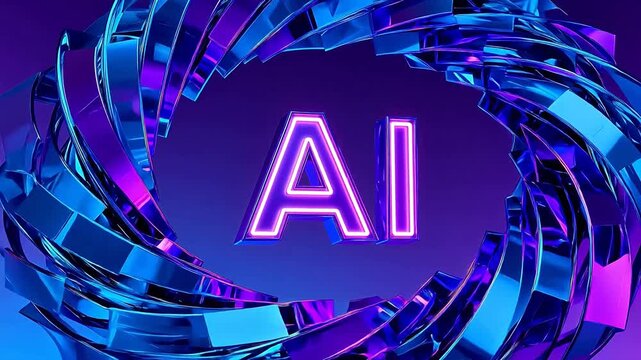 AI abstract design with glowing letters