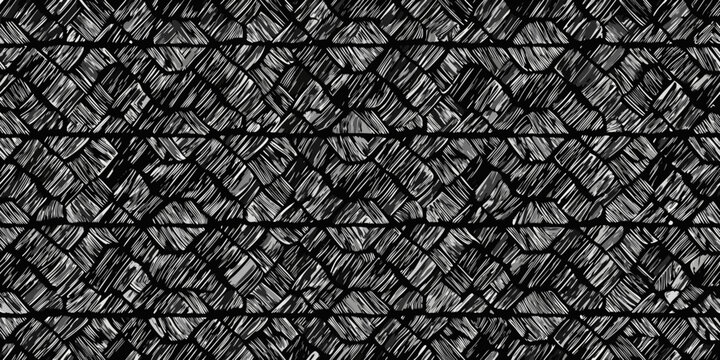 Brick block pattern black and white sketched illustration