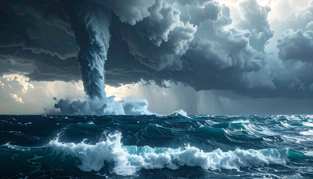 Tornado Over Rough Sea