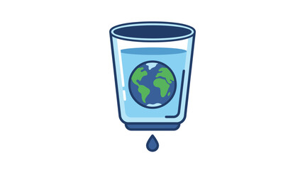 Obraz premium Earth Planet in a Glass of Water with Droplet Falling