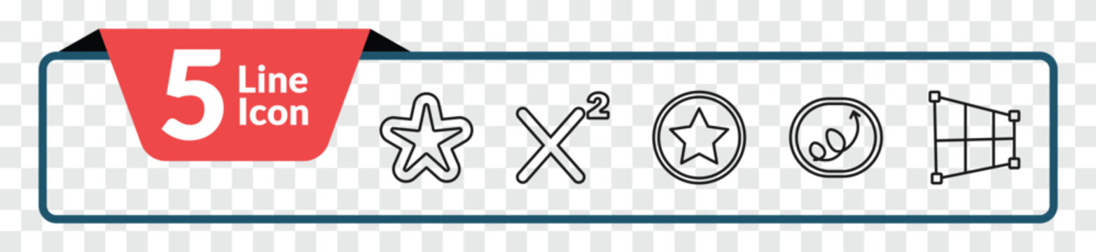 outline user interface icons set - rounded point star, superscript, scribble right arrow, crop perspective. editable vector for web and mobile ui