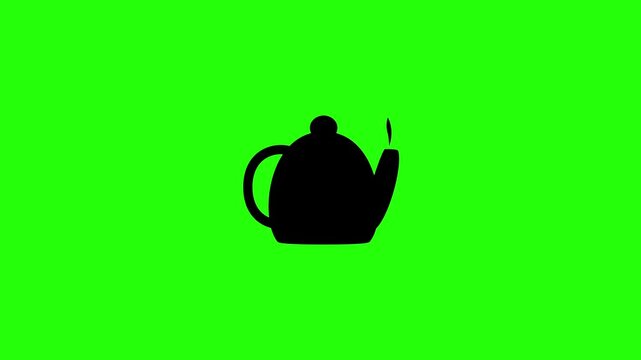High quality 4K video showing a classic ceramic afternoon tea kettle teapot silhouette bouncing. Creative technical asset for hospitality vlog.