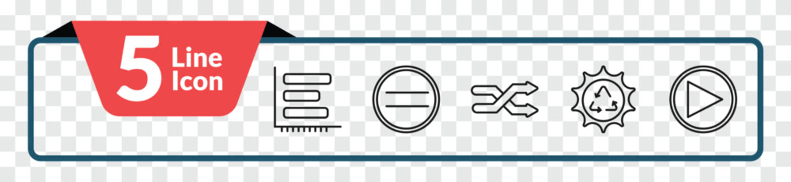 outline user interface icons set - dual bars interface, pause, solar recycle, play. editable vector for web and mobile ui