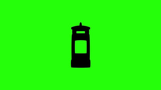 Dynamic 4K resolution asset showing a traditional red United Kingdom street pillar post box silhouette bouncing. Playful popup mailing courier icon.