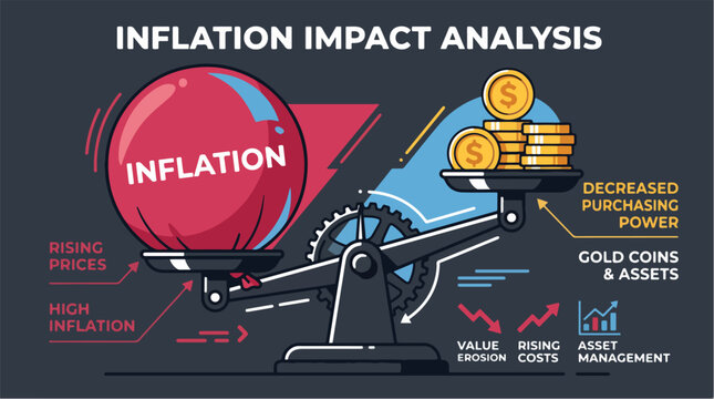 Inflation Impact Concept Illustration &ndash; Purchasing Power and Price Growth