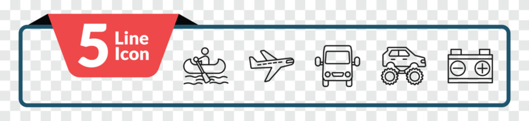 outline transport icons set - boating, planes, monster truck, workshop repair. editable vector for web and mobile ui © IconArt