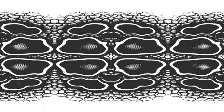 Abstract black and white snake skin pattern design with repeating organic shapes