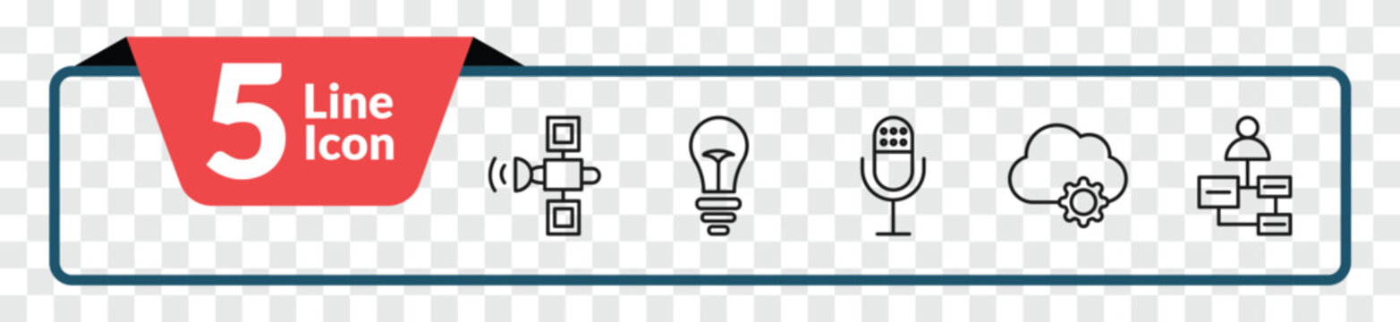 outline technology icons set - space satellite, old light bulb, devops, user-generated content. editable vector for web and mobile ui