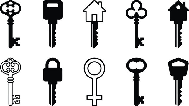 Set of various vintage and modern keys