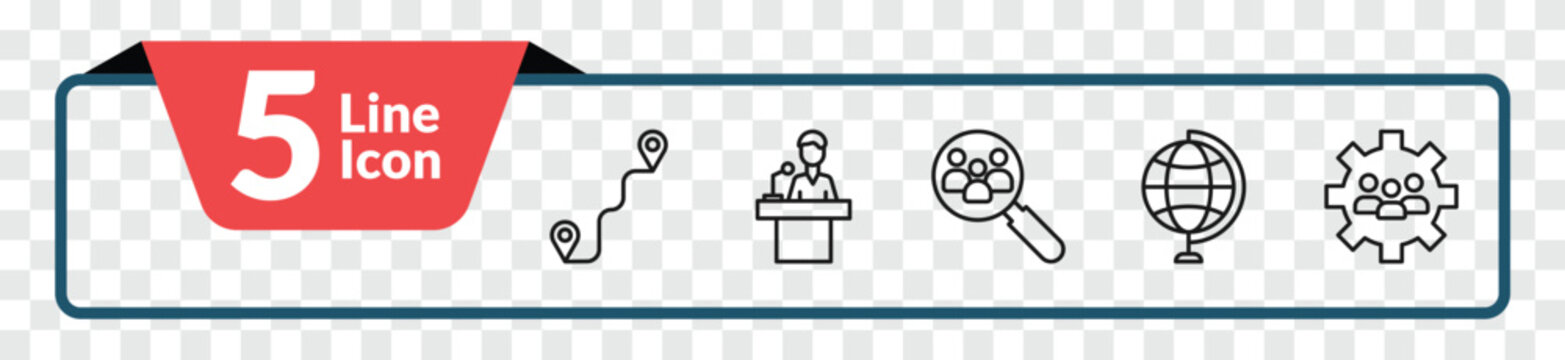 outline strategy icons set - path, speech, , teamwork. editable vector for web and mobile ui