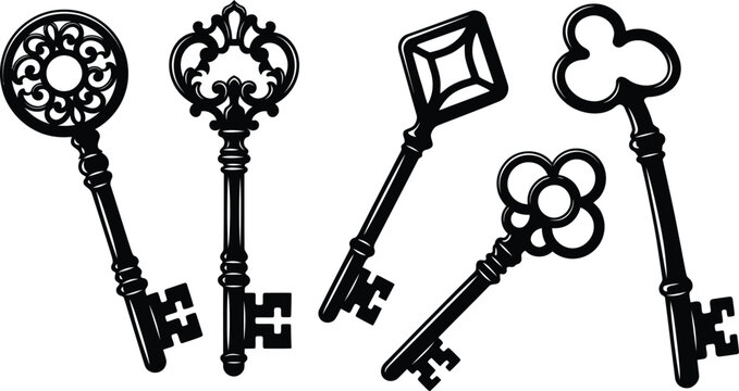 Set of vintage keys vector