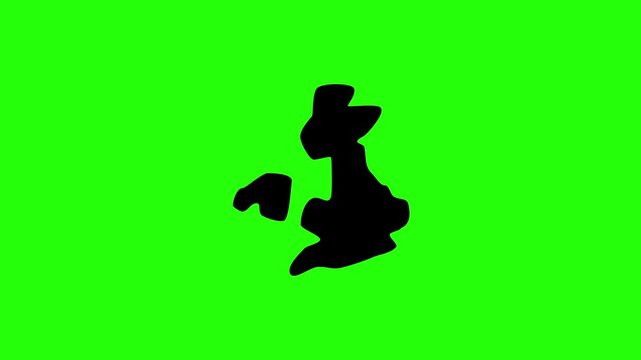 Crisp 4K resolution clip of the geographic border outline map of the United Kingdom territory silhouette bouncing. Great European geography atlas icon.