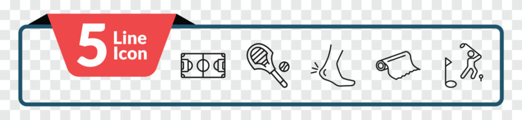 outline sports icons set - soccer field, lacrosse, foil, golf player. editable vector for web and mobile ui © IconArt