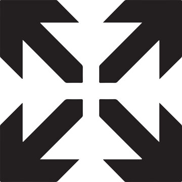 Black fullscreen expand icon symbol representing zoom or maximization for digital interfaces and user experience