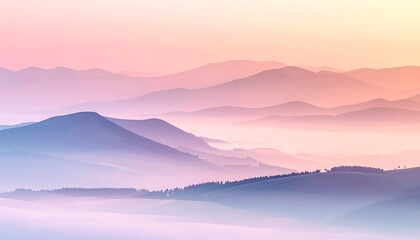 Obraz premium Serene mountain landscape with misty sunrise.