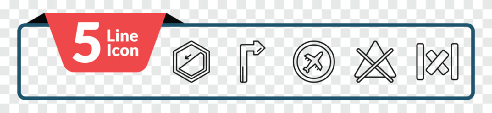 outline signs icons set - slope, turn, no bleaching, absolute. editable vector for web and mobile ui