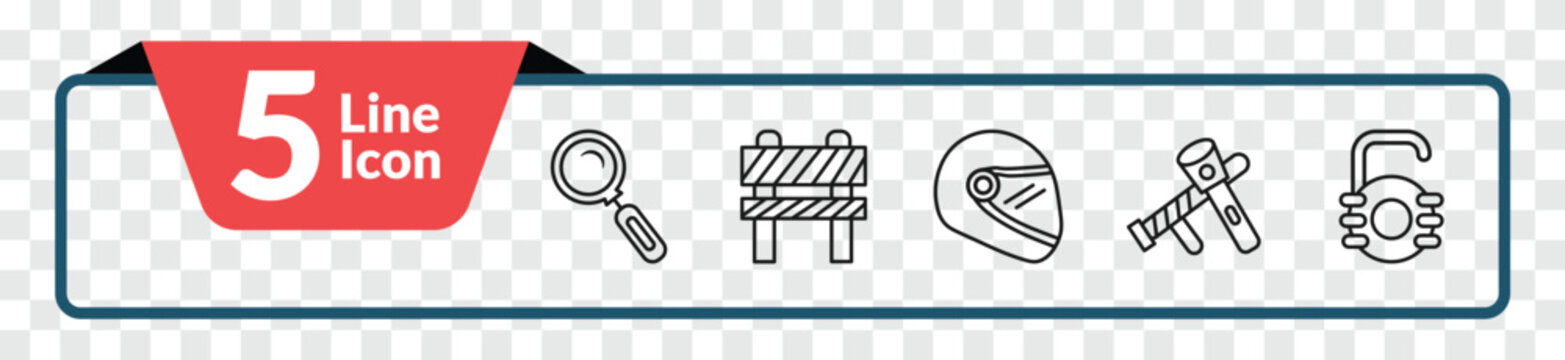 outline security icons set - transparent, obstacle, police tools, open access. editable vector for web and mobile ui