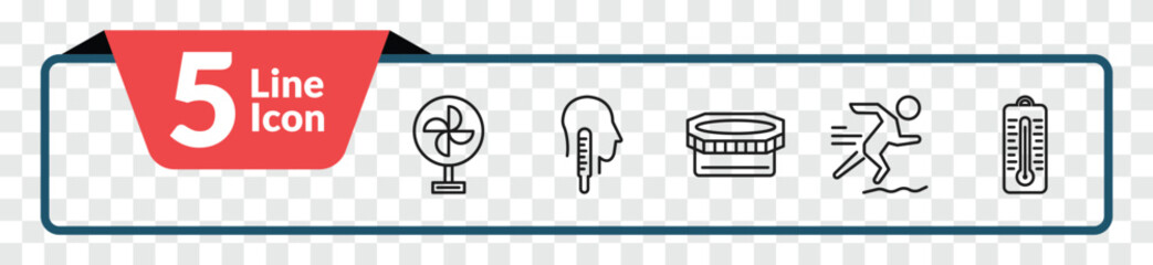 outline sauna icons set - air cooling, core temperature, adrenalin rush, sauna temperature. editable vector for web and mobile ui © IconArt